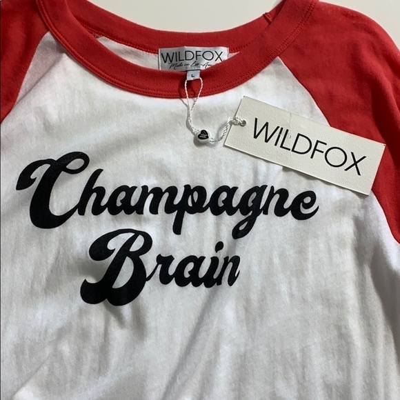 Wildfox Champagne Brain Baseball T-shirt red women’s tee large new w tag - Picture 3 of 7